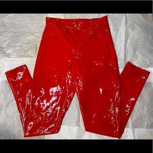 Red leather fashion nova pants